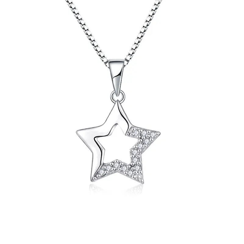 

2022 Wholesale custom jewellery cubic zirconia 925 sterling silver star pendant for women girl jewelry necklace
