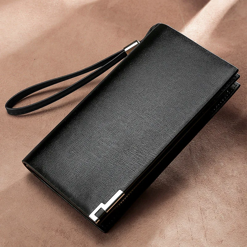 

2019 Factory Sale Business Black Leather Long Wallet Men For Wholesale Men's Zipper Card Holder Wallet, Customize