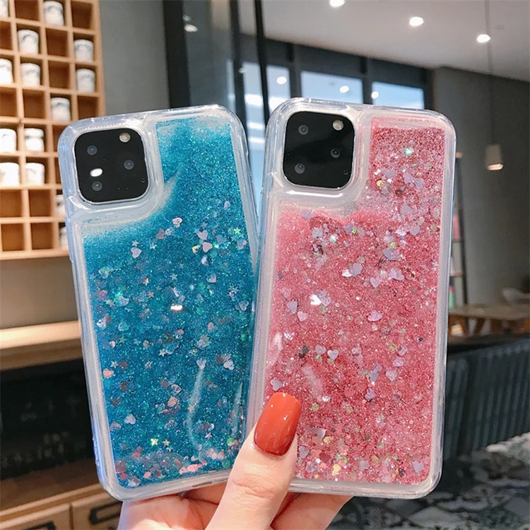 

Luxury Stars Water Liquid Glitter Waterfall Quicksand Cell Phone Case Cover For iPhone 11, for iPhone 11 Pro Case for Girl Woman