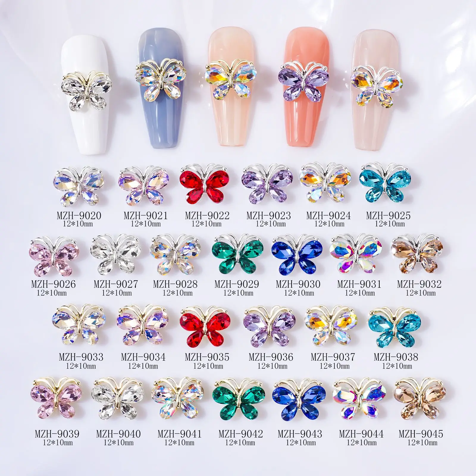 

3d nail charms luxury in bulk rhinestone metal nail art accessories butterfly swarovski nail art crystals