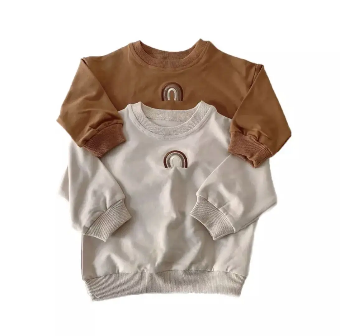 

Clothes Dress Korean Rainbow Embroidery Sweater For Boys And Girls T-shirts