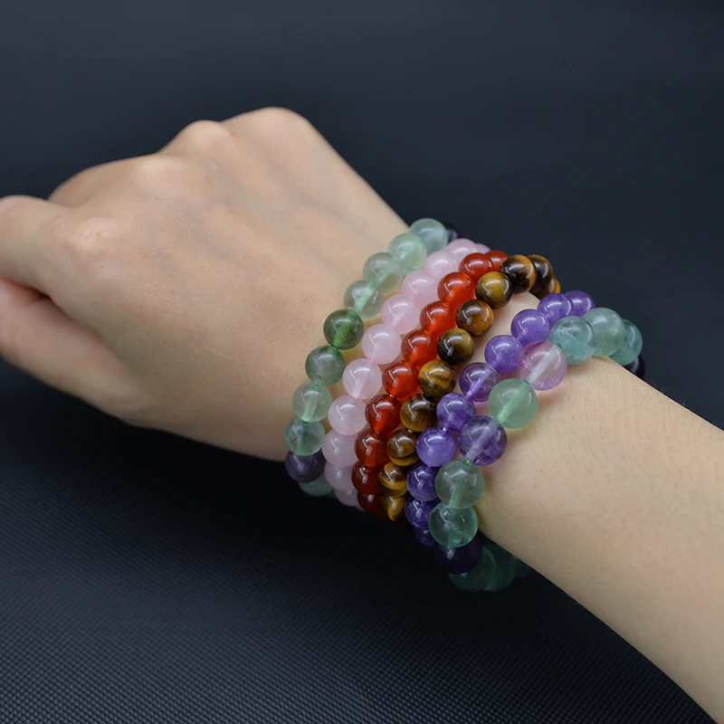 

wholesale 8mm 10mm 12mm Natural Stones bracelet Gemstone Beads Healing Crystal Stretch Bracelet Yoga Bracelets For Men Women