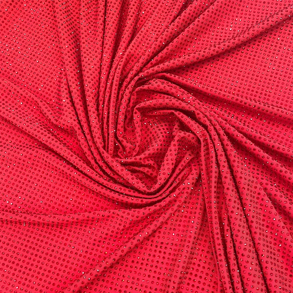 

S551 150cm*100cm High Quality Hotfix rhinestone mesh fabric Soft stretch crystal panel fabric 2mm space, Lt siam