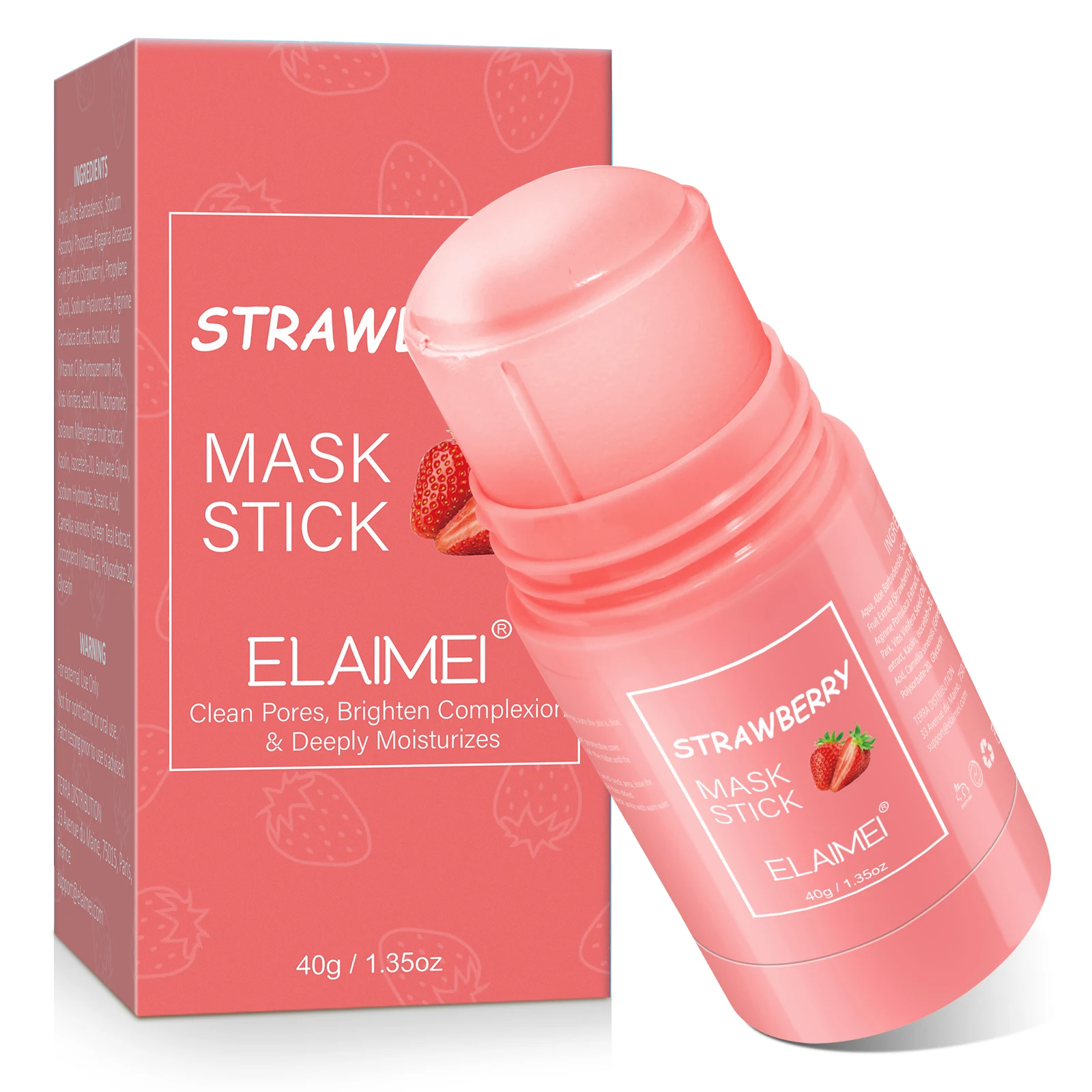 elaimei  reduce blackhead vitamin c deeply clean moisture control oil strawberry flavor fruit skin care facial stick mask