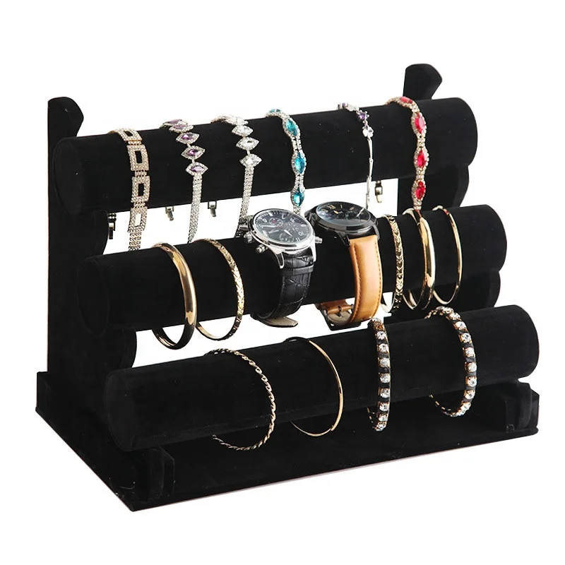 

Pvc Flannel 3 Layers Detachable Watch Jewelry Display Rack Bracelet Holders Jewelry Holder Stand