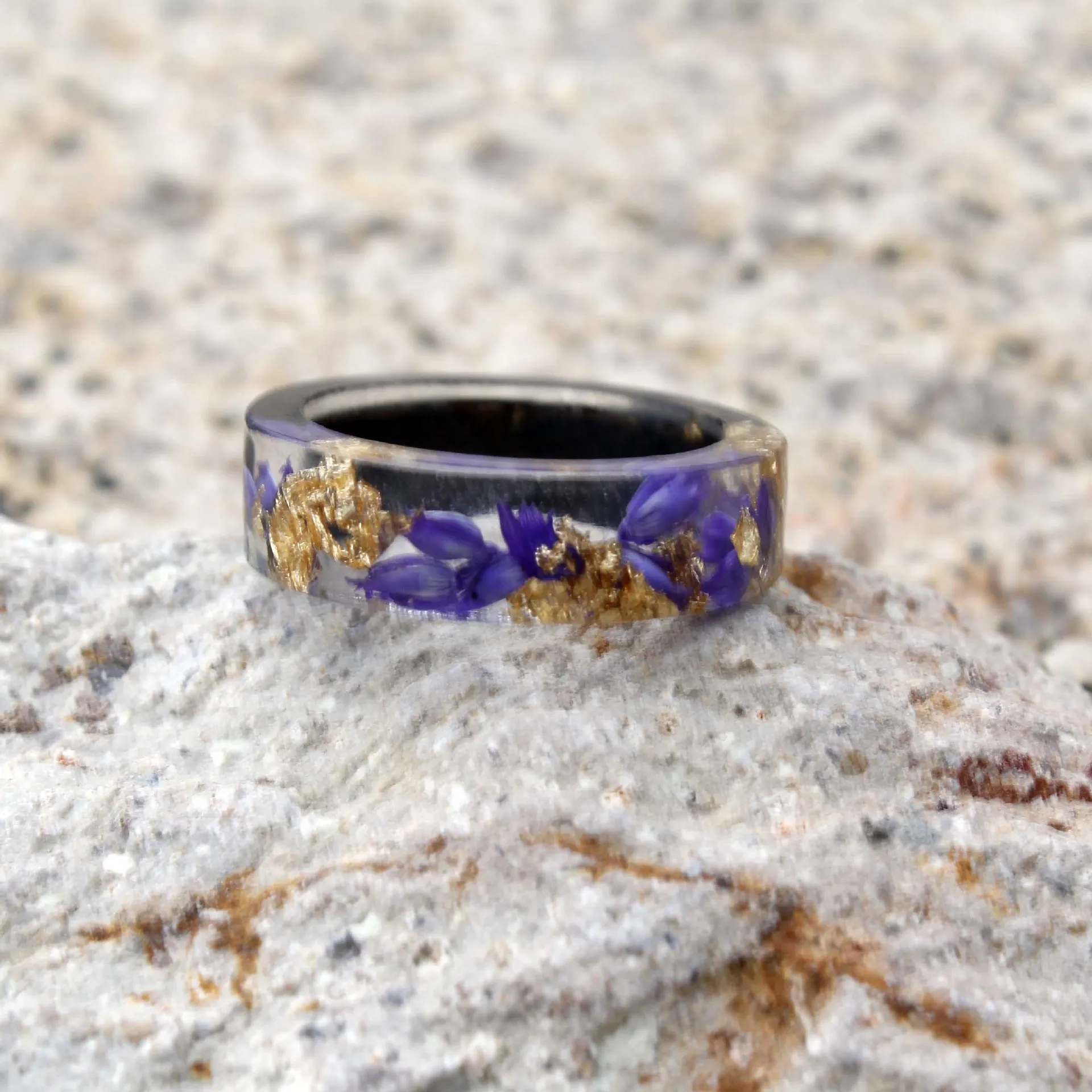 

2021 Sailing Jewelry Wooden Plant Resin Ring DIY Purple Acrylic Ring Purple Acrylic Plant Ring