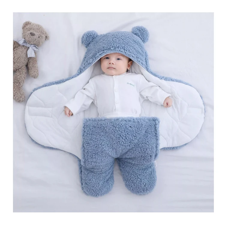 

Ultra-Soft Fluffy Fleece Newborn Receiving Blanket Infant Warp Baby Sleeping Bag Kids, Customized