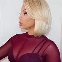 

Sunlight silky virgin hair wig indian temple hair 613 blonde bob Lace front wig human brazilian hair 613 straight wigs styles