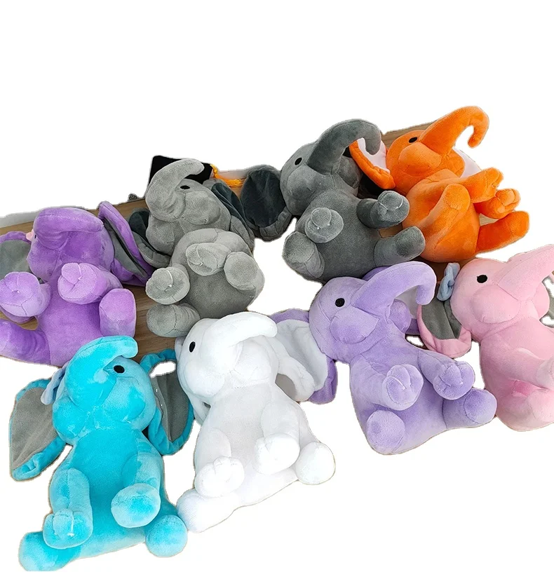 

Color Plush and Stuffed Elephant Toys Unisex White Elephant Gifts Elephant Socks Soft Wholesale Custom 25cm Gray Yellow Blue