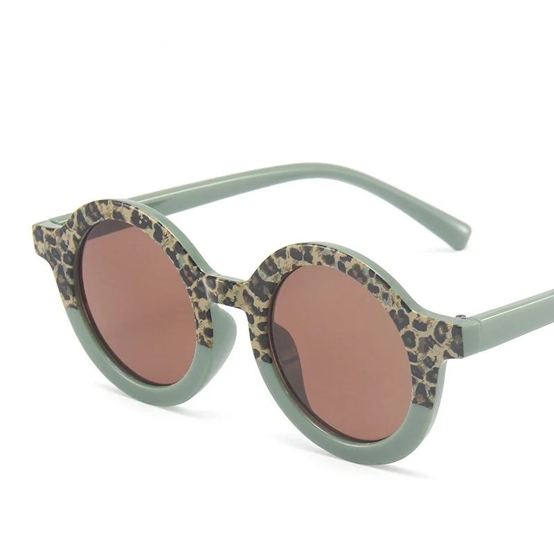 

New fashion round kids glasses leopard cute colorful children sunglasses boys girls, Custom color