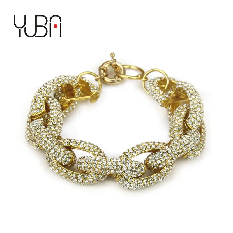 

2021 Trendy New Rhinestone Bracelet bangles Color Hip Hop Charm Chain & Link Bracelets Jewelry for Women