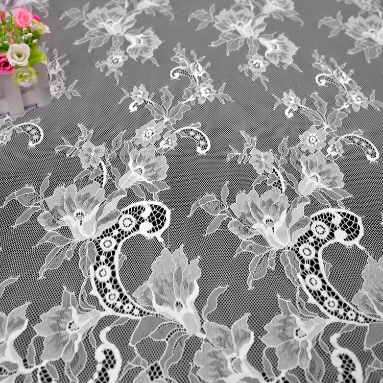 

Reasonable price french eyelash lace fabric ivory, Accept customized color