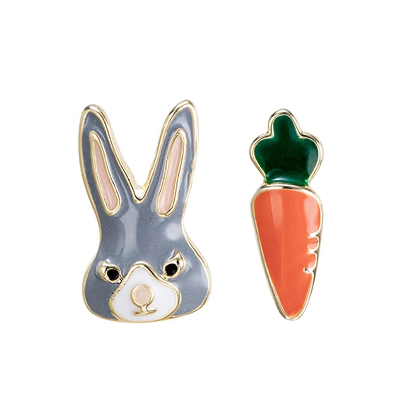 

Charare rabbit carrot dissymmetry cute stud earrings, As picture (customizable color)