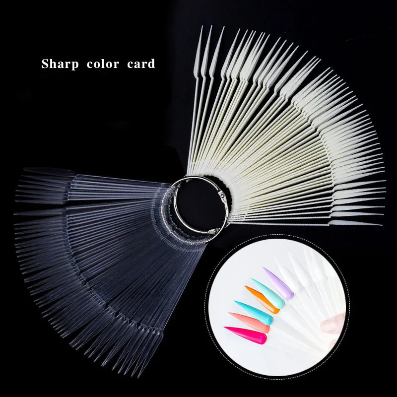 

50pcs Sharp Fan Shaped Polish Gel Color Practice Display Showing Card Sticks Manicure Tools Nail Art False Tips