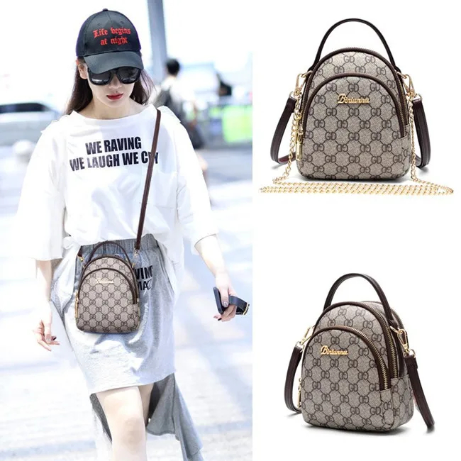 Women's Bags Diagonal Portable Backpacks Mobile Phone Bags Small Chevron Leather Crossbody Bag Mini Shoulder Crossbody Bag