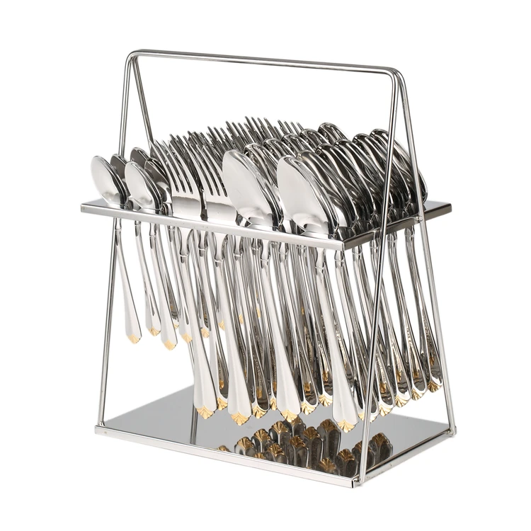 

High-end 36-piece Mirror Polished Tableware Gold-plated Stainless Steel Cutlery Set Wedding Gold Silverware Spoon And Fork Set
