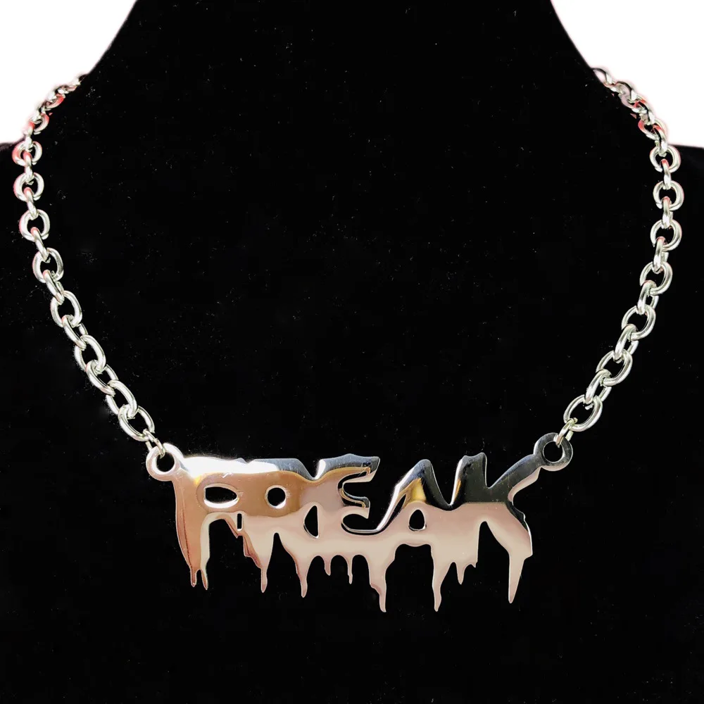 

Hip Hop Punk Necklace Personality Stainless Steel Zombie Freak Letter Name Necklace