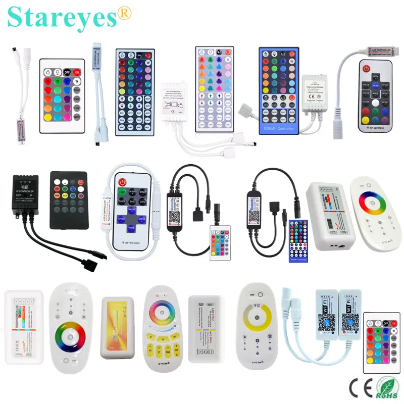 

Free shipping 100 Pieces LED strip RGB RGBW Remote controller IR 40 44 Key RF 11 17 Key 2.4G RF WIFI Control SMD 5050 3528 Strip