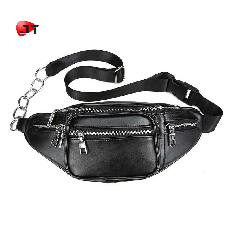 

Fashion Wild Shoulder Personality Casual Girls Waterproof Leather Chest Fanny Pack Women Bum Belt Waist Bag, Black,or customized