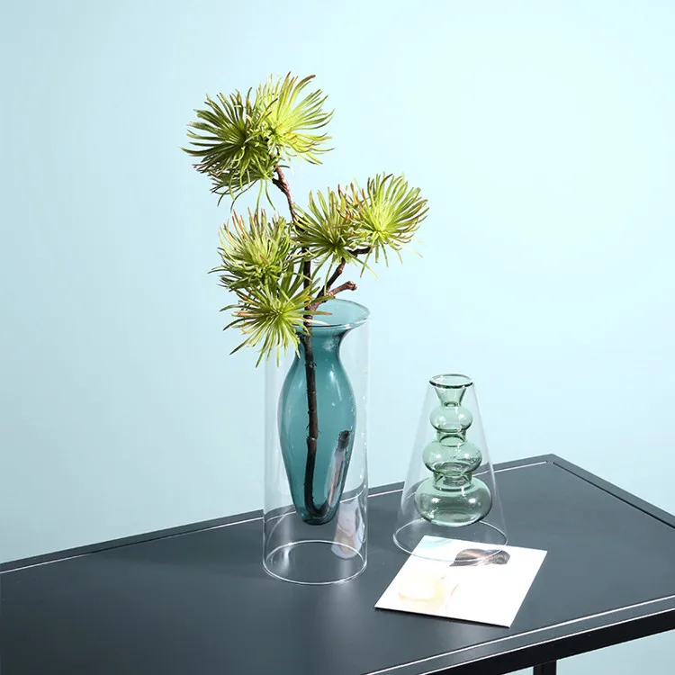 

Hydroponics Vaso In Vetro Creative Small Coloured Glass Vase, Glasvase glossy flower vase glas home decoration metal base kristall