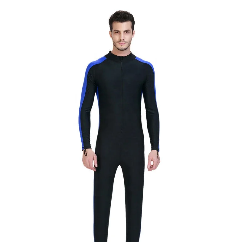 

Men's Surfing Suit Long Sleeve Wetsuits Zipper Slim Adult One-piece Swimsuit, Blue