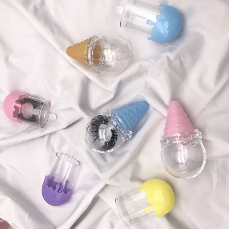 

Wholesale high quality premium 100% handmade mink eyelashes hotselling ice cream lash packing case, Natural black