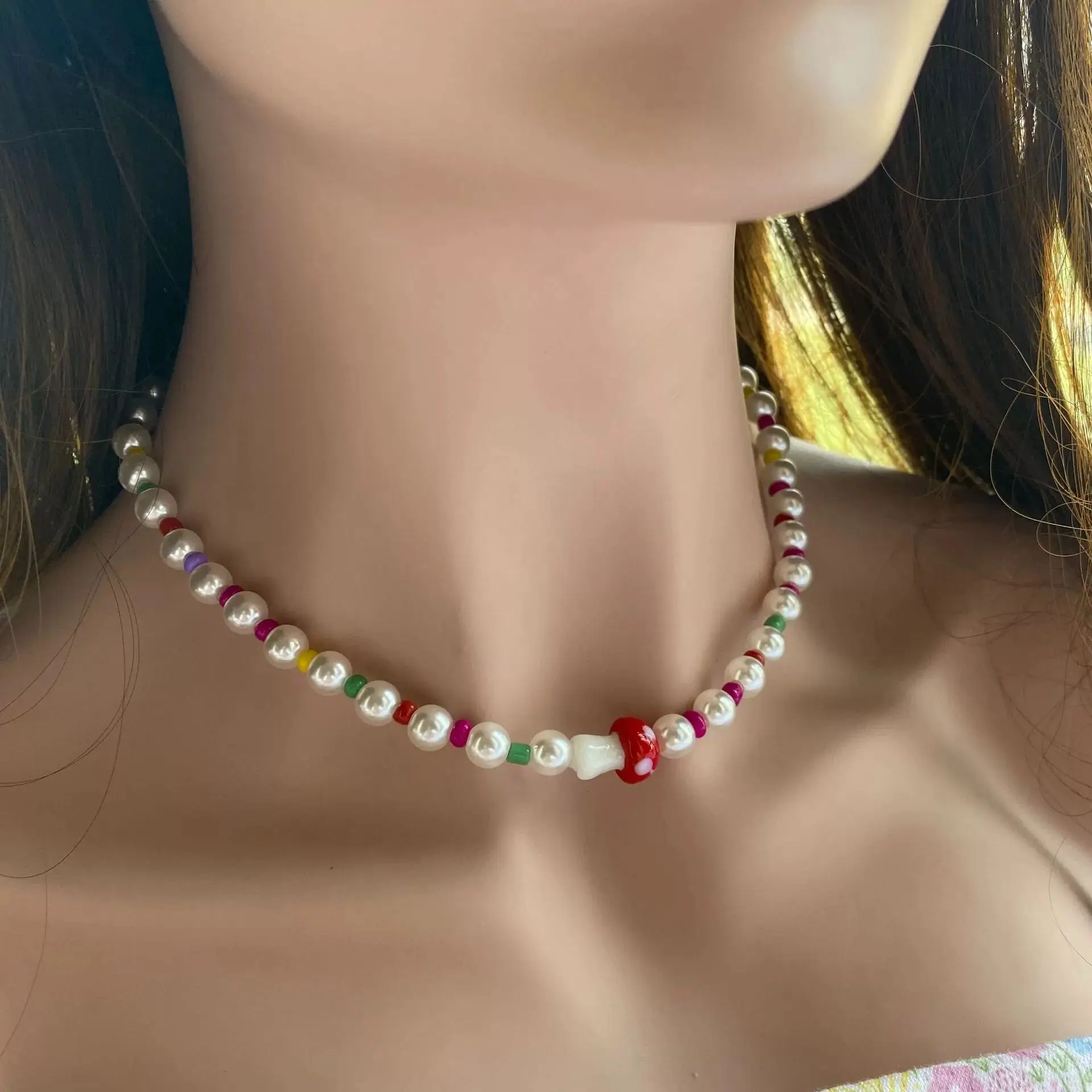 

Shangmu New Arrivals Natural Freshwater Pearl Beaded Necklaces Lovely Sweet Strawberry Chain Necklace