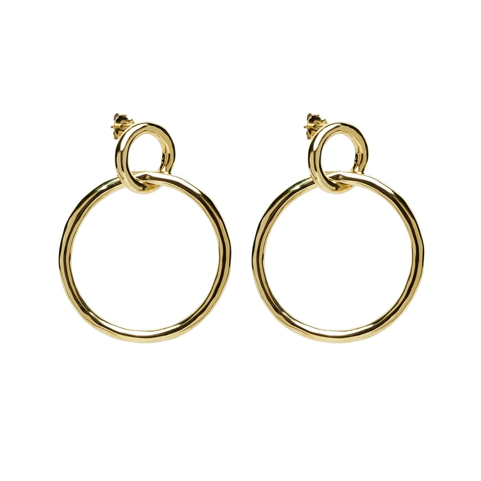 

factory direct sale italy 925 silver 18k gold plated interlocking circle drop earrings for women