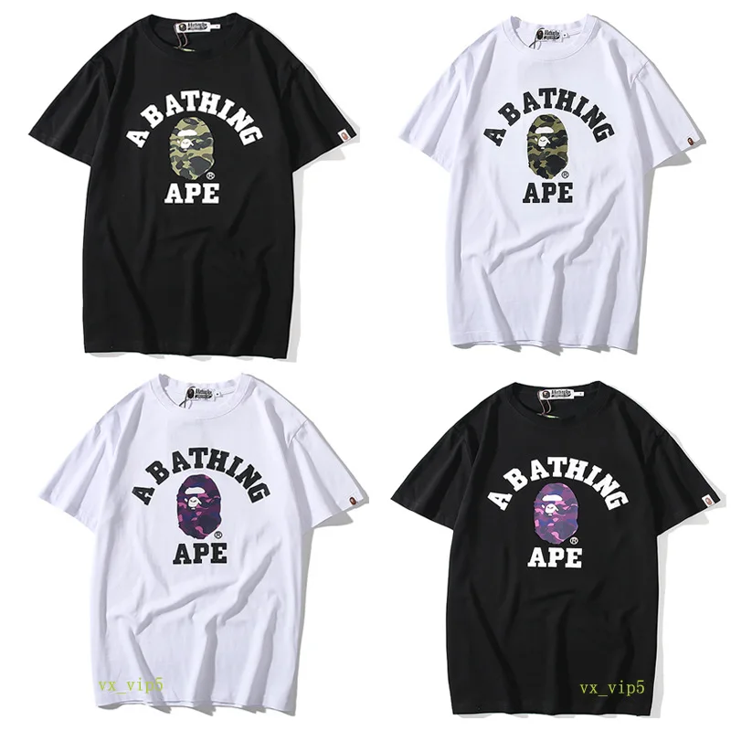 

Pop Ape Custom White Black Printing Blank Cotton T-shirt Boy's T-shirts Bape T Shirt
