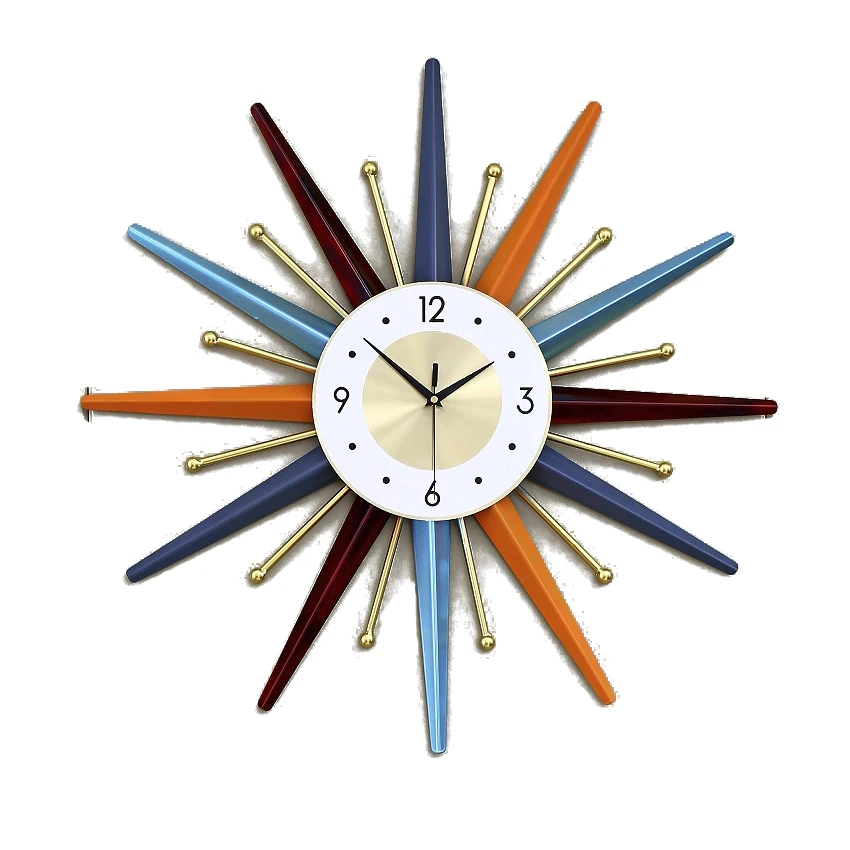 

Hotel restaurant decorative wall clock sun shape colorful wall clock modern design, As same as picture