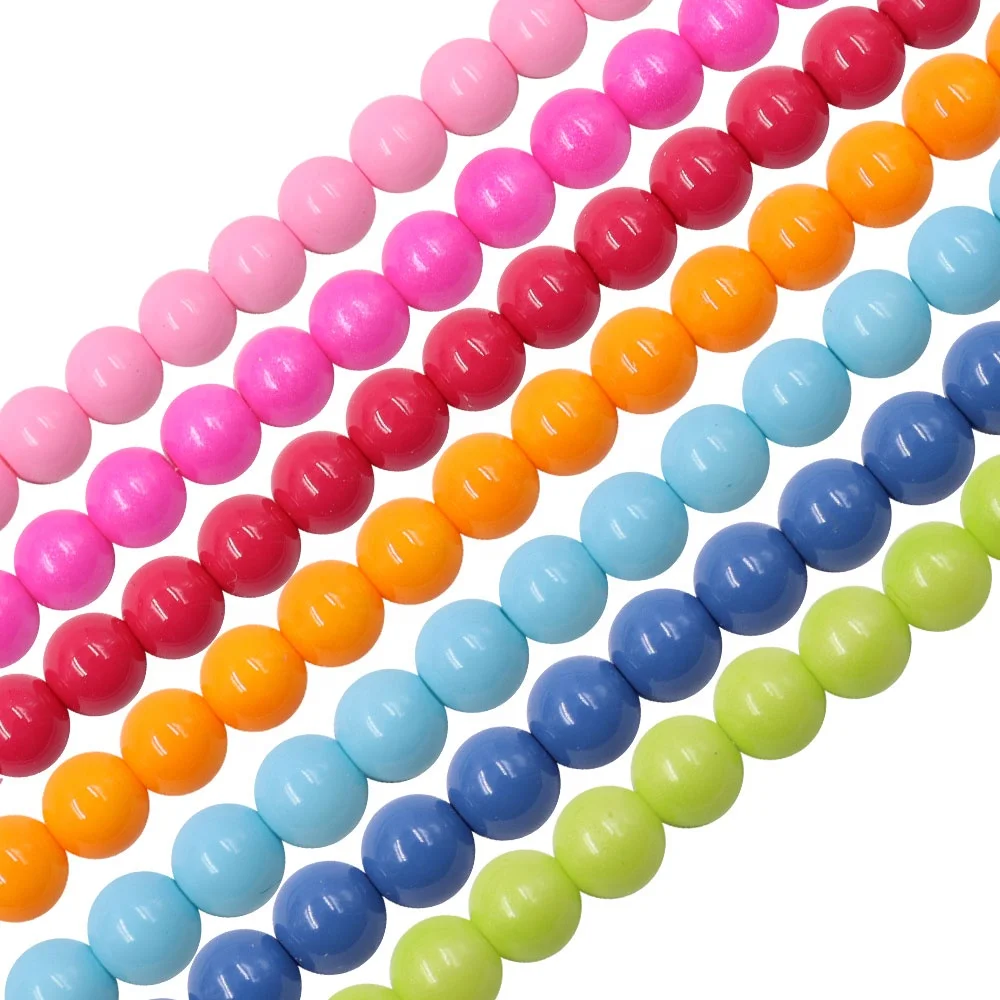 

colorful assorted 7 colors beads baking varnish sollid color round beads for diy jewelry making, As picture