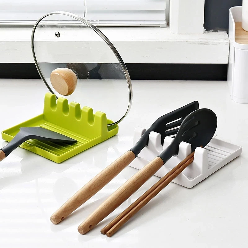 

2021 Kitchen Spoon Holders Fork Spatula Rack Shelf Organizer Plastic Chopsticks Holder Non-slip Spoons Pad