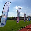 outdoor promo flexible swooper feather shape beach telescopic fiberglass flag pole with flag banner printing