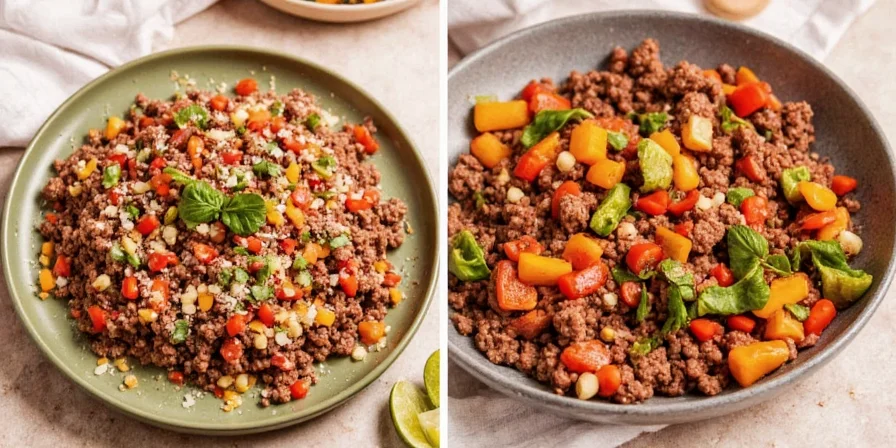 Spiced ground beef and vegetables dish