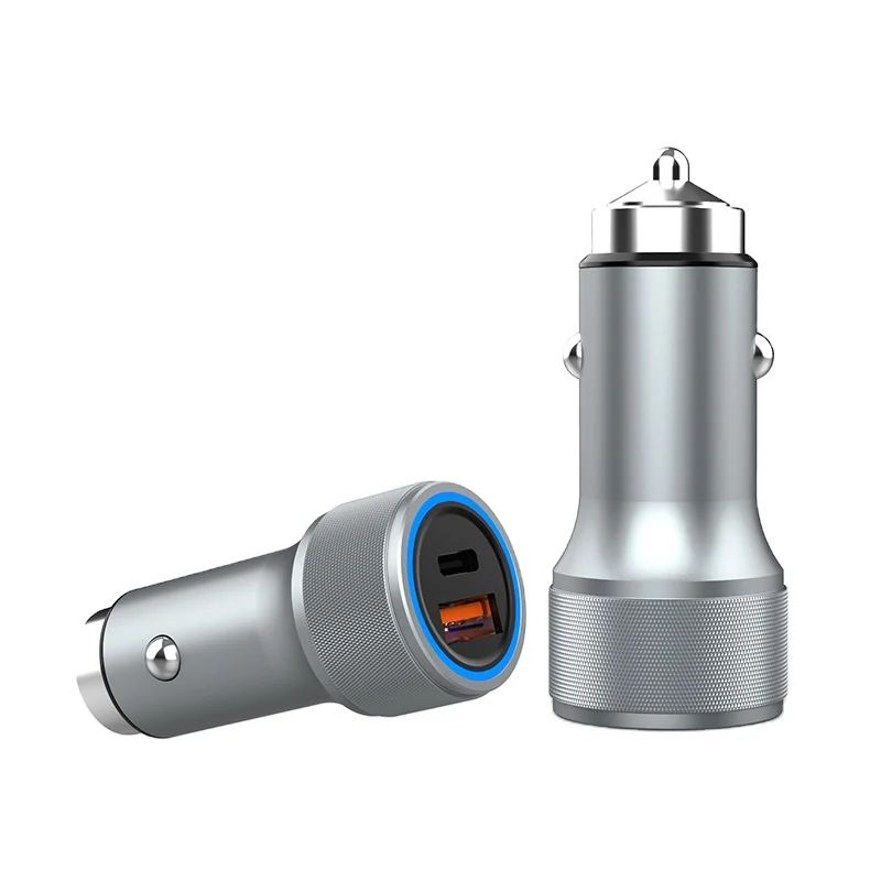 

2206 New arrival QC 3.0 Car charger Dual Port Type-C 18W Fast Charger Ready Ship