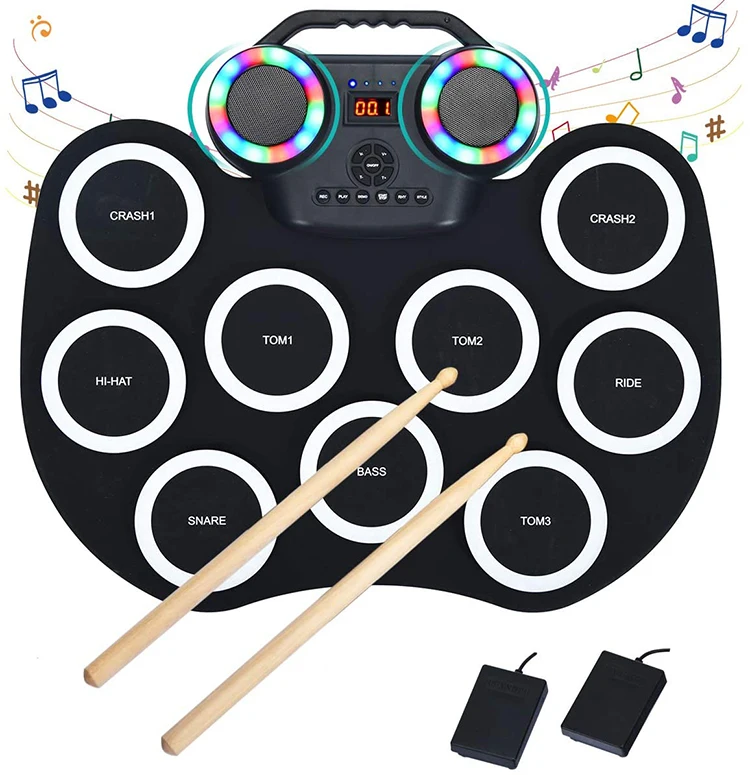 
iWord Small Foldable Silicone Hand Musical Instrument Kids Unit Kit Drums Electric Drum Set 