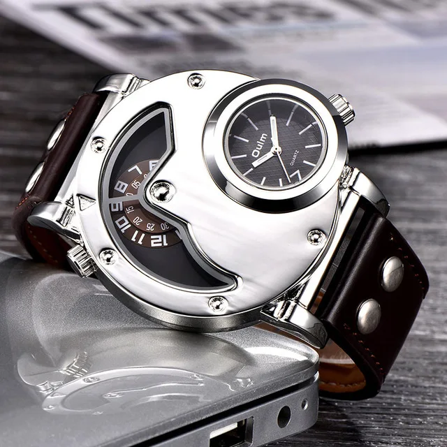 

Oulm Watches Unique Design Multipe Time Zone Leather Strap Male Quart Wristwatch Oulm 9591 Fashion Men Watches