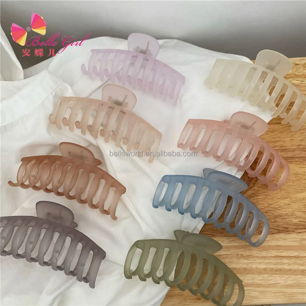 

BELLEWORLD 2021 Korean fashion hair clamp transparent matte plastic hollow large resin acrylic hair claw clip accessories women