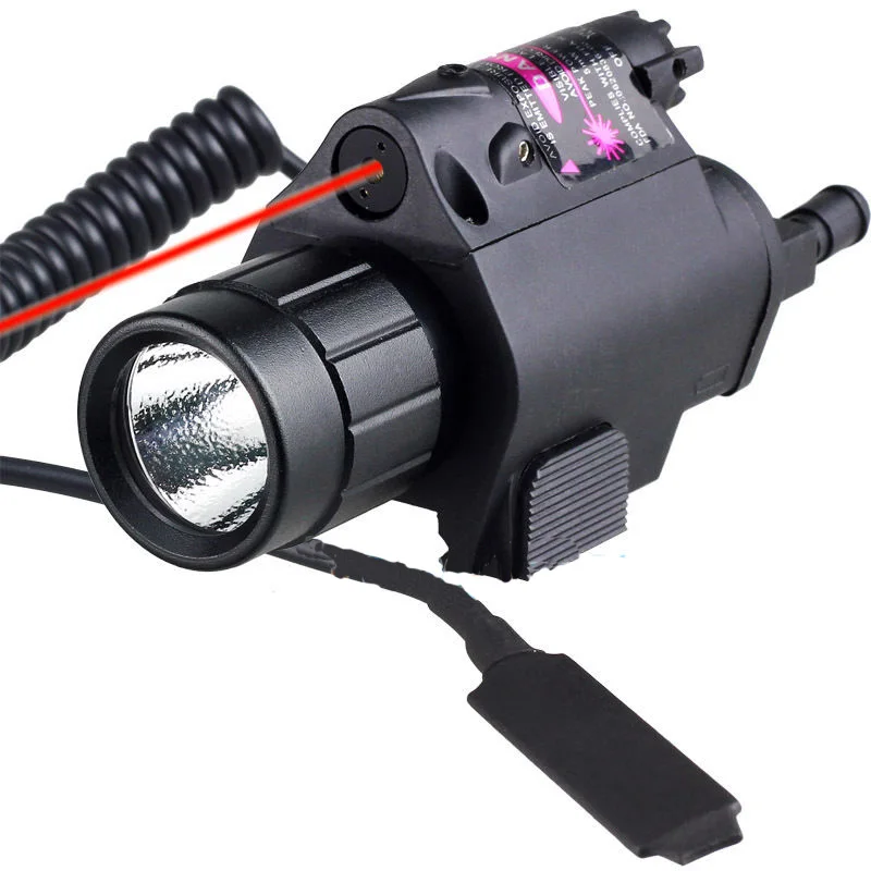 

Tactical Red Laser Sight LED Weapon Pistol Flashlight with 20mm Rail mount for Hunting Airsoft Glock 17 19, Black