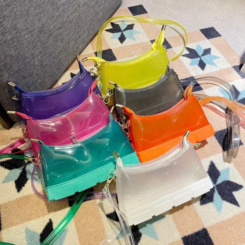 

New Arrivals Women Transparent Shoulder Bag Creative Jelly Shoes Sole Design Ladies Fashion Girls Clear Jelly Purse And Handbags