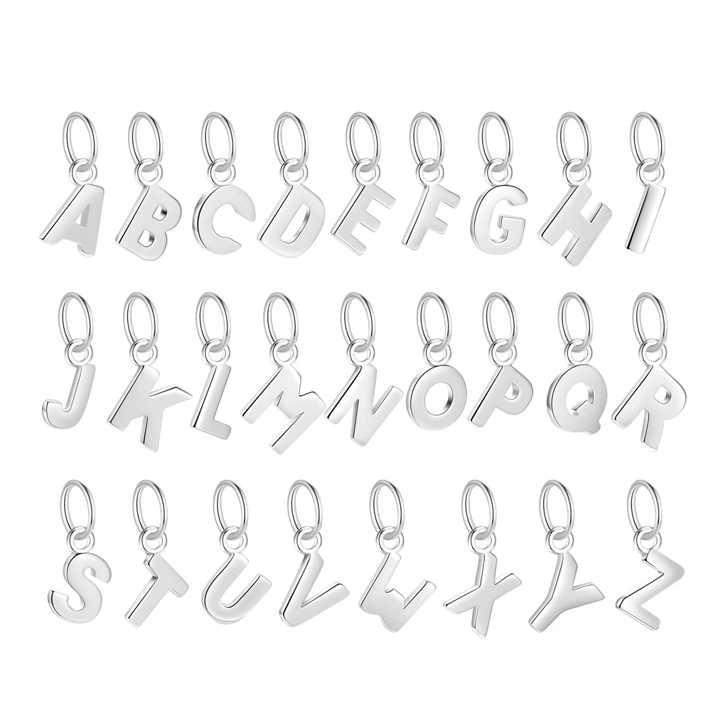 Fashionable English Letter Pendant for DIY Necklace 925 Sterling Silver Alphabet Letter Charms