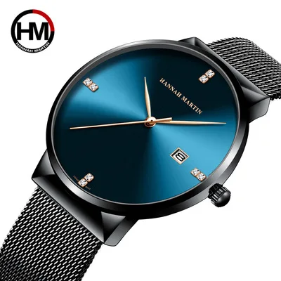

Hannah Martin Watch 901 Hot Sale Men Stainless Steel Business Waterproof Brand Quartz Wristwatches Calendar Clock Reloj Hombre, 4-colors