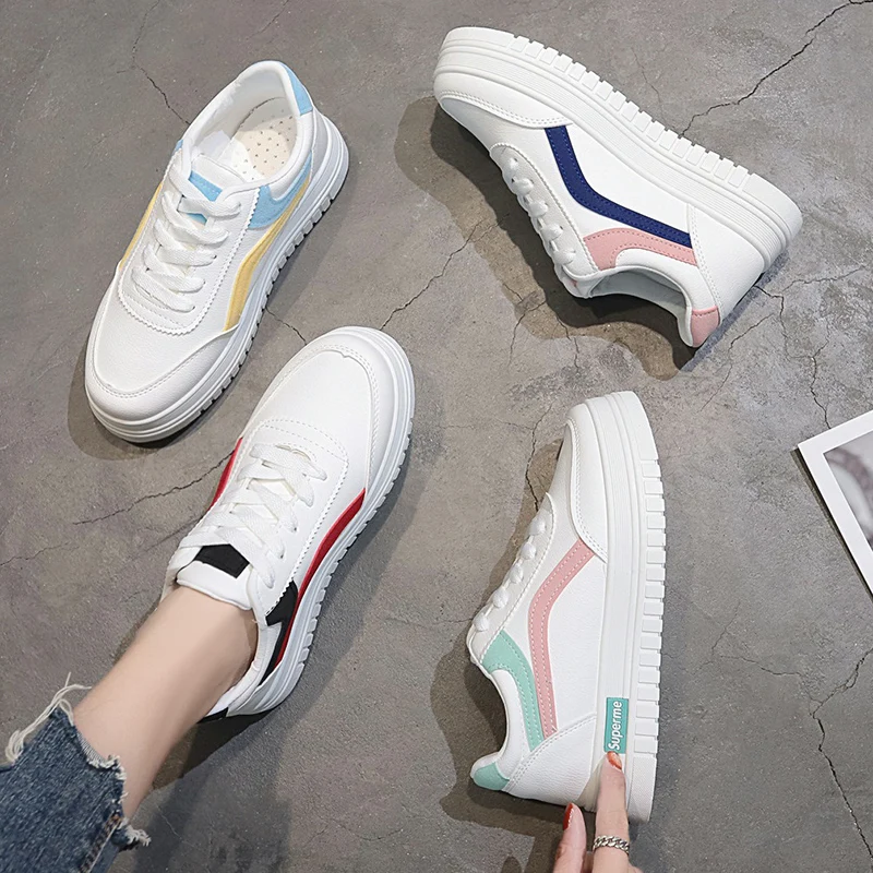 

Wholesale Cheap Casual White Fashion Rubber Flats Sport Shoes For Women And Ladies