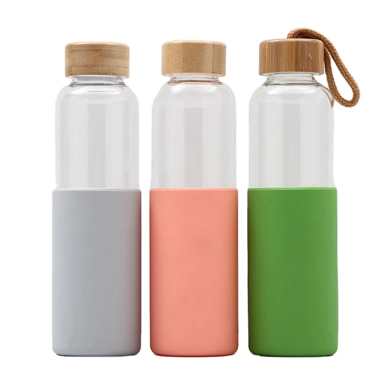 

custom logo 500ml double wall transparent clear travel borosilicate glass bottles