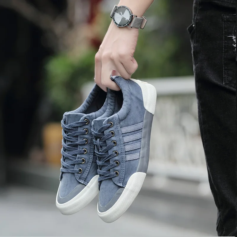 

Wear-Resistant Breathable 2021 Comfortable Round Toe Lace-Up Sneakers Flat Shoes Men Casual Canvas Shoes, Customerized