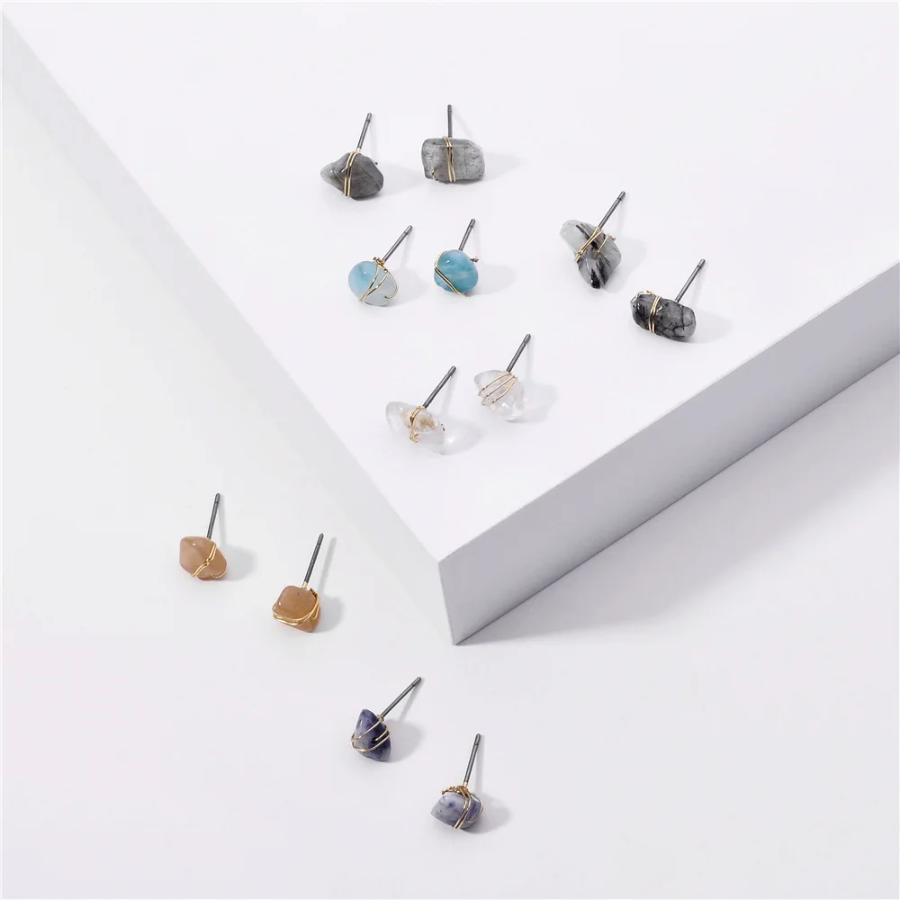 

Exquisite Mini Cute Sky Blue Stone Stud Earrings Small Transparent Stone Earrings