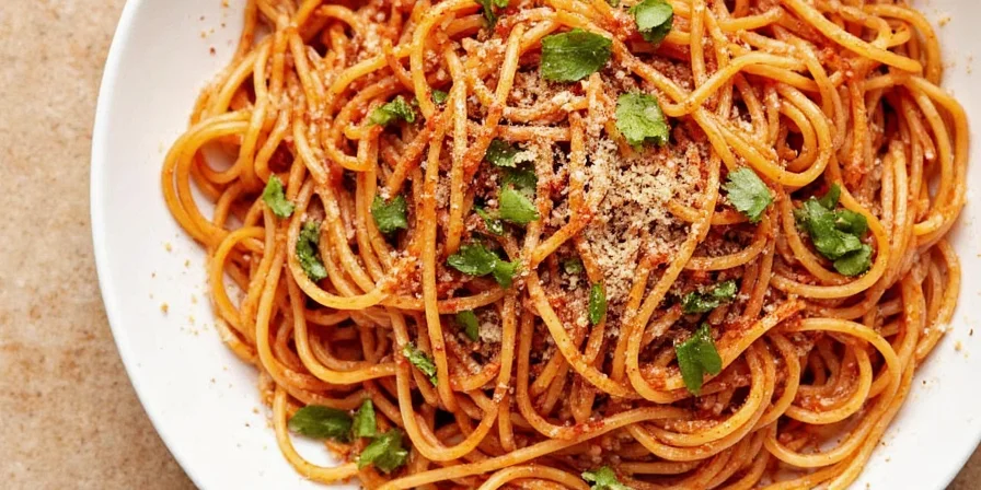 Spaghetti with chipotle and cocoa seasoning