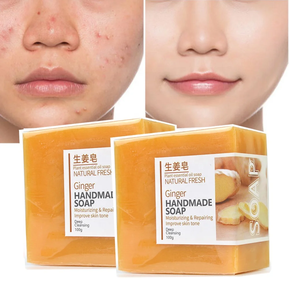 

Best Anti Acne Handmade Soap 100% Natural Ginger Face Skin Care Whitening Organic Tumeric Face Soap