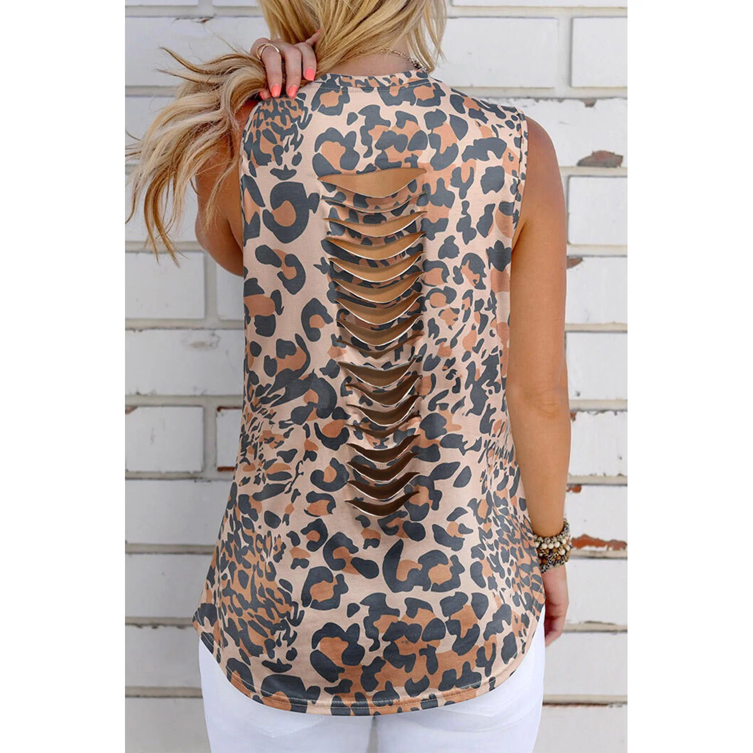 

P14 tank Plus Size S-3XL Leopard Print Sexy Back Hollow Out Sleeveless O Neck Women T-shirt Casual Loose Fashion Tops Tee