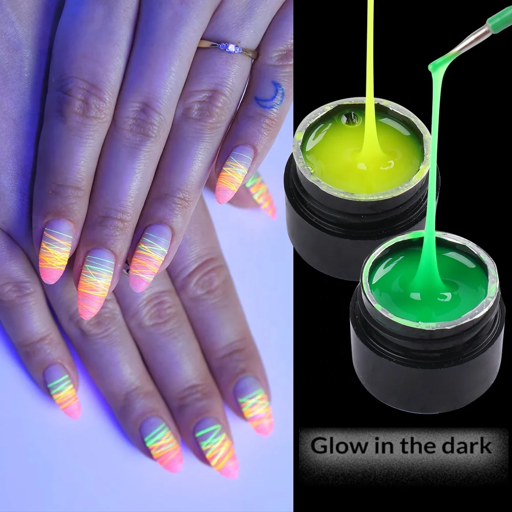 

Luminous Gel Reflective Neon Green Painting Varnishes Nail Art Decorations Manicure Tools Glow In Dark Polish Spider Nail Gel, Picture